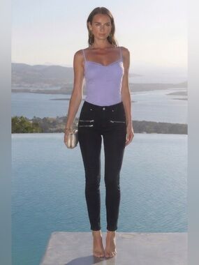 New Henry & Belle Coated Biker Jean Pants 26 (26x27.5) Black Skinny Ankle Womens